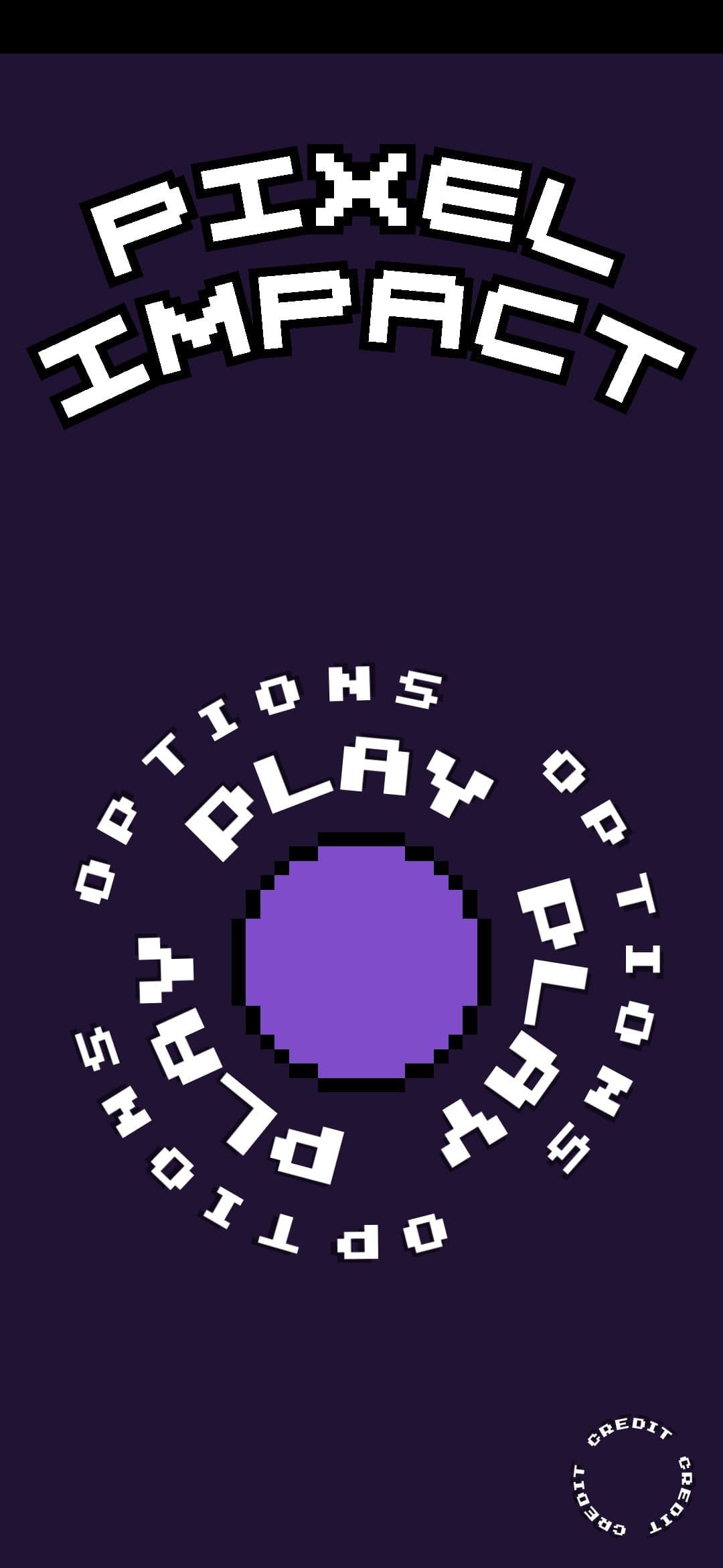 Menu screen of pixel impact